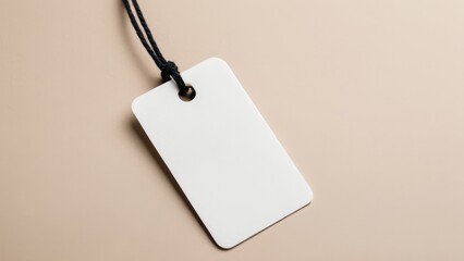 Handcrafted white clothing tag with a natural rope string, perfect for apparel, accessories, or handmade products, emphasizing simplicity and authenticity.