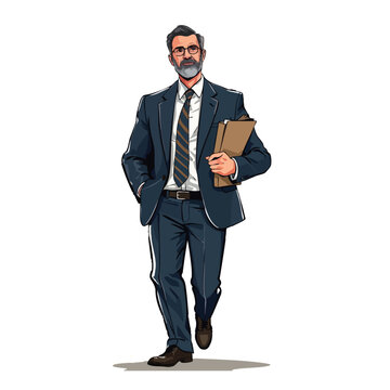 Illustration of a businessman with a folder in his hand
