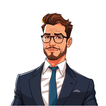 Illustration of a businessman with glasses and a beard