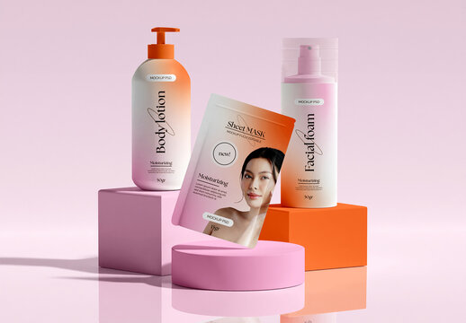 Skincare Packaging Set Mockup