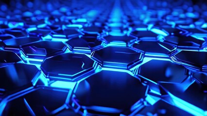 Obraz premium Abstract hexagonal pattern with glowing blue elements, suggesting a futuristic design.