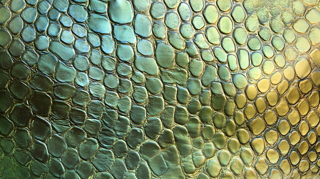 Green snake skin texture. Texture of iridescent snake skin.	