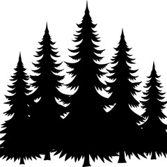 Obraz premium Silhouette of coniferous trees forming a forest landscape