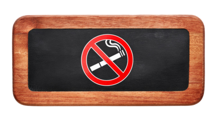 No smoking sign on wooden background, promoting a smoke-free environment. transparent background