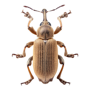 Insect, weevil with detailed texture, white isolate background transparent background