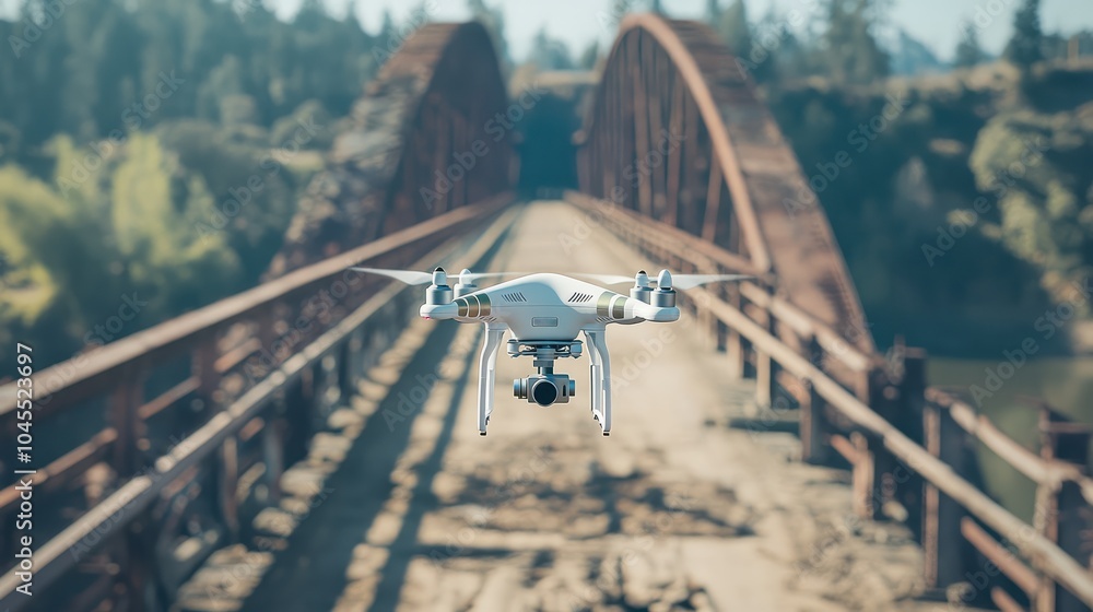 Poster drone inspecting a large bridge