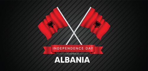 Albania Independence Day 28 November waving flag vector poster