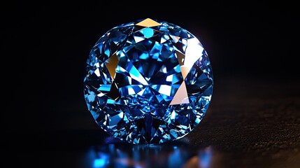 Brilliant Blue Gemstone on Dark Surface