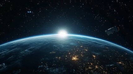 Outer space view with Earth