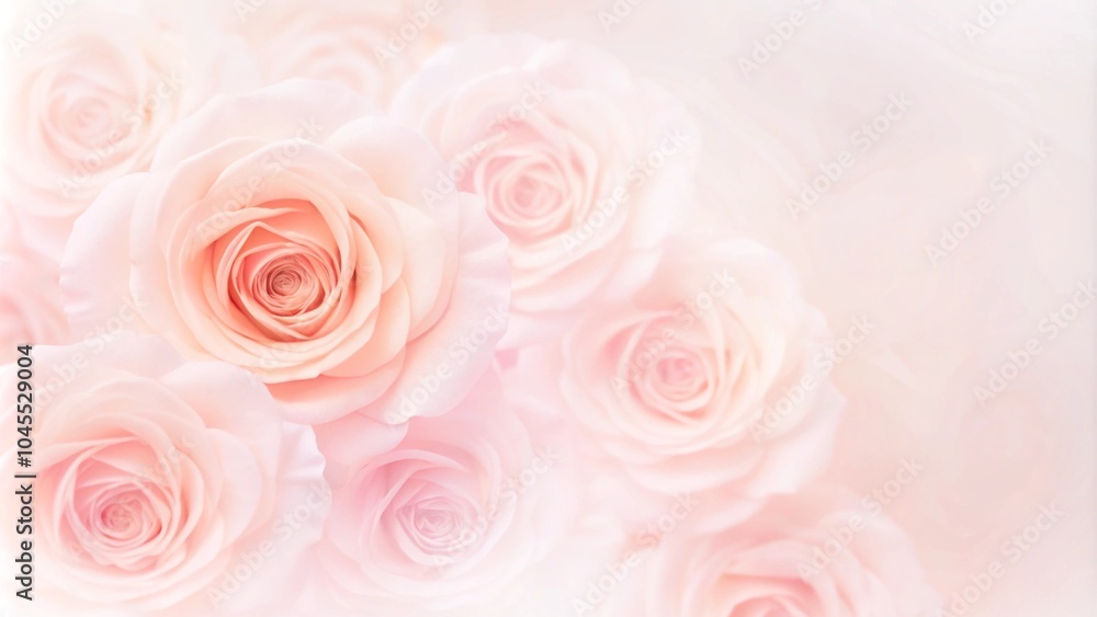 Poster light pink roses in soft color and blur style for background. sweet color roses flowers in pastel to
