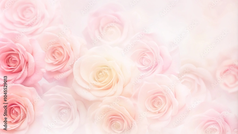 Poster light pink roses in soft color and blur style for background. sweet color roses flowers in pastel to