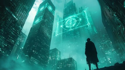 Futuristic Cyberpunk Cityscape with Quantum Elements