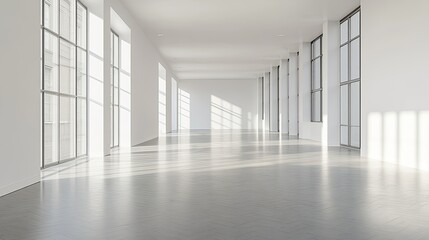 Fototapeta premium Bright Empty Room with Large Windows and Natural Light