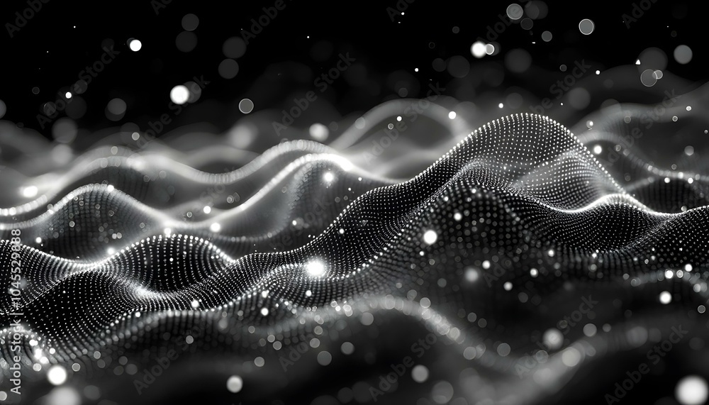 Poster internet technology network. abstract black and white background. large amount of data. 3d rendering