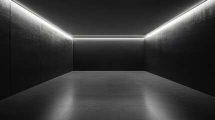 Minimalist Black Room with Neon Light