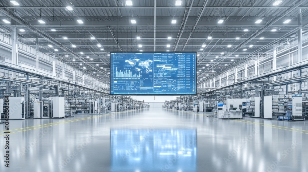 Aufkleber a logistics center with operators watching a large screen tracking real-time data on global deliveri