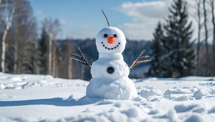 Fototapeta premium Little snowman in the snow
