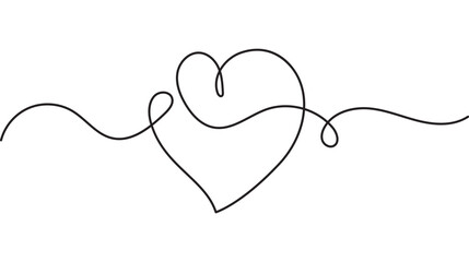 Heart line art style vector illustration. Minimalist hand draw style
