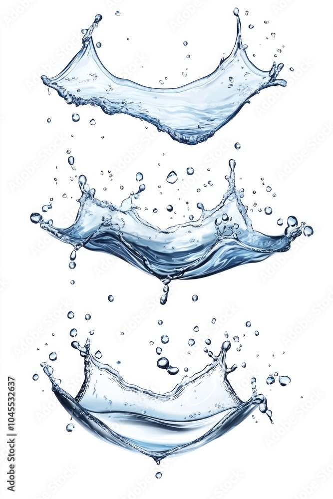 Poster A group of water splashes stacked on top of each other, creating a unique visual effect