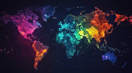 Fototapeta premium Market Expansion Visualized as a Map with New Regions Highlighted