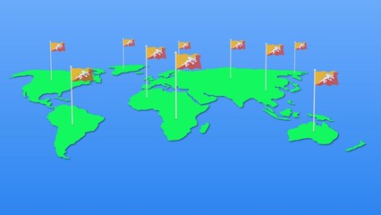 Obraz premium Flag of bhutan around the world flying wave