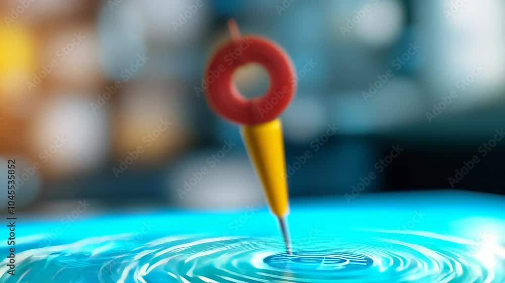 Poster vibrant red coil and yellow base modern circular design showcasing precision and innovation in techn