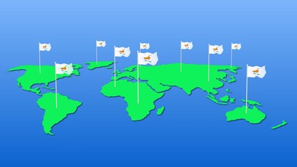 Obraz premium Flag of cyprus around the world flying wave