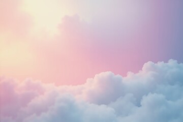 Fototapeta premium Dreamy pastel sky with soft fluffy clouds at sunset for background design.