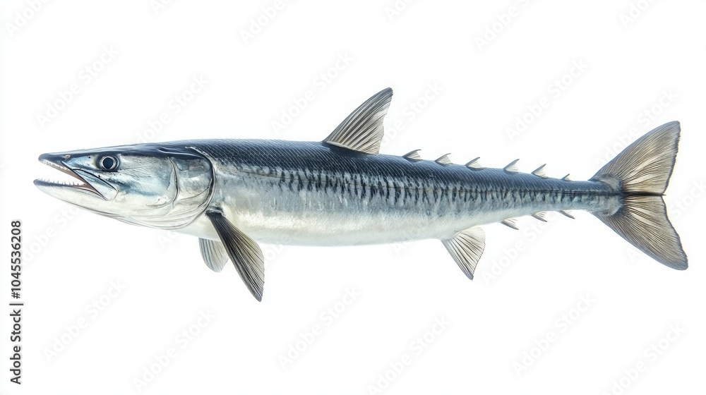 Poster barracuda with its distinctive shape and sharp teeth is captured in sharp detail highlighting its ag