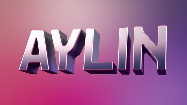 3D Text Design: Metallic 'AYLIN' with Vibrant Gradient Background for Branding and Artistic Use