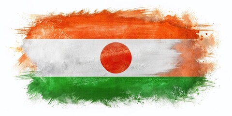 Abstract Flag of Niger with Brush Strokes - Happy Independence Day Celebration in Grunge Style