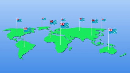 Flag of Tuvalu wavy on earth