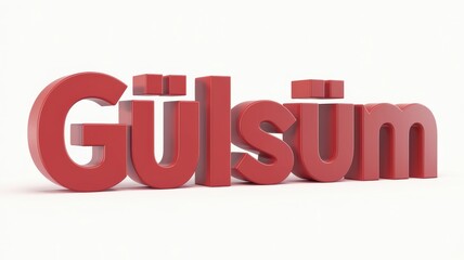 3D Text Design: The word 'G&uuml;ls&uuml;m' in bold red letters on a light background, ideal for personal branding or creative projects.
