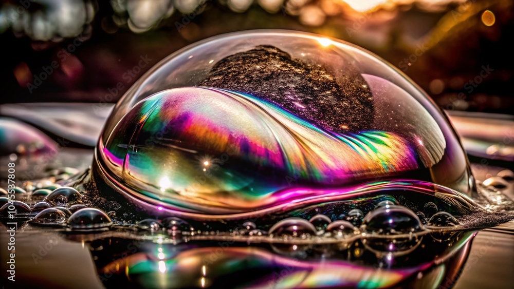 Poster abstract iridescent blob loop - stunning double exposure photography for unique visual art