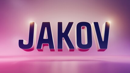 Fototapeta premium 3D Text Rendering: Vibrant 'JAKOV' Text with a Soft Gradient Background for Branding and Promotions