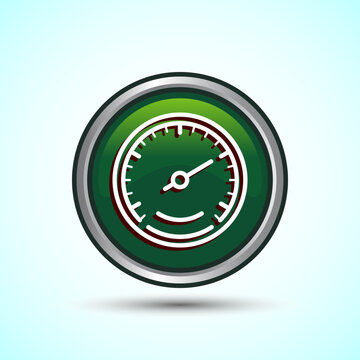 recommend clip art: Speedometer Icon design illustration, Speed indicator sign symbol, Green color round button design