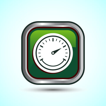 recommend clip art: Speedometer Icon design illustration, Speed indicator sign symbol, Green color square button design