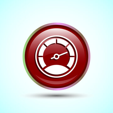 recommend clip art: Speedometer Icon design illustration, Speed indicator sign symbol, Red color round button design