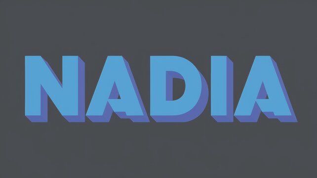3D Text Design: 'NADIA' in Vibrant Blue Against a Dark Background for Modern Branding or Creative Projects