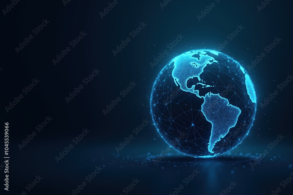 Aufkleber futuristic digital globe with network connections - global technology and innovation concept.