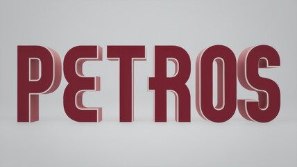 3D Text Design: Bold 'PETROS' in Deep Red with Shadowing for Branding or Creative Projects