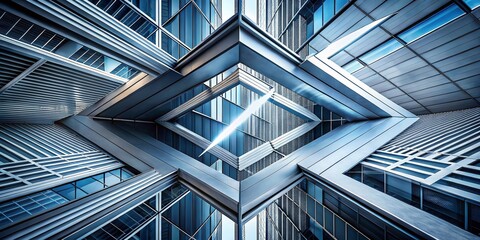 Obraz premium Abstract Technology Arrows on Gray Background - Futuristic Architectural Photography