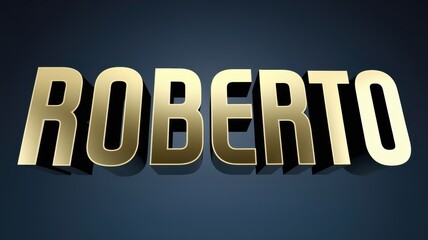 3D Text Design: Gold 'ROBERTO' Lettering with Blue Background for Branding and Promotions