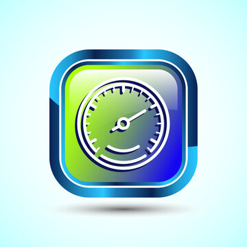 recommend clip art: Speedometer Icon design illustration, Speed indicator sign symbol, Glossy square button design
