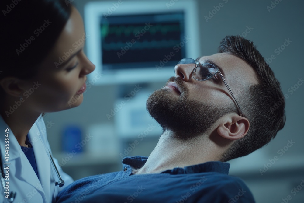 Wall mural A doctor and nurse discussing patient care in an office setting