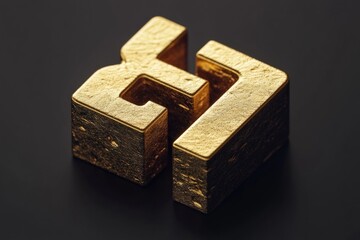 Obraz premium Close-up shot of a golden letter on a black background, ideal for use in designs or typography projects