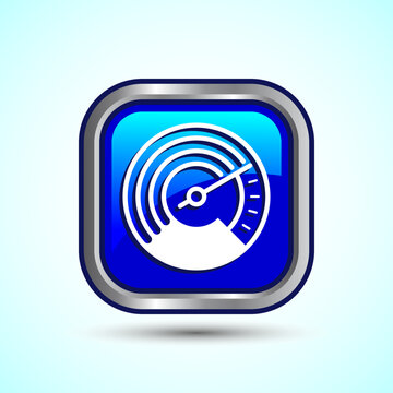 recommend clip art: Speedometer Icon design illustration, Speed indicator sign symbol, Blue color square button design