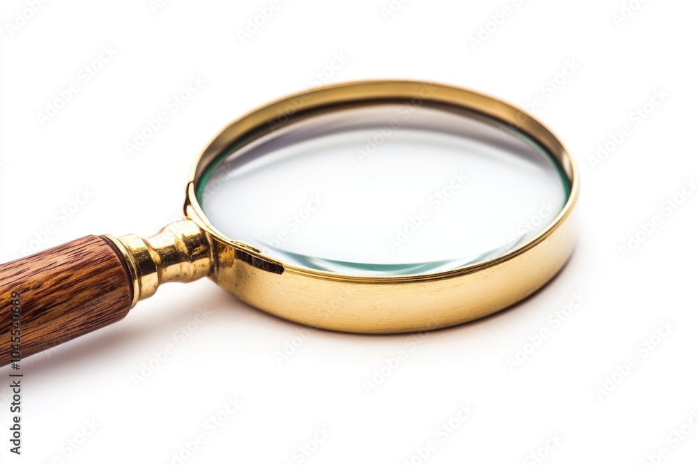Aufkleber A close-up view of a magnifying glass with a wooden handle, useful for forensic analysis and detective work