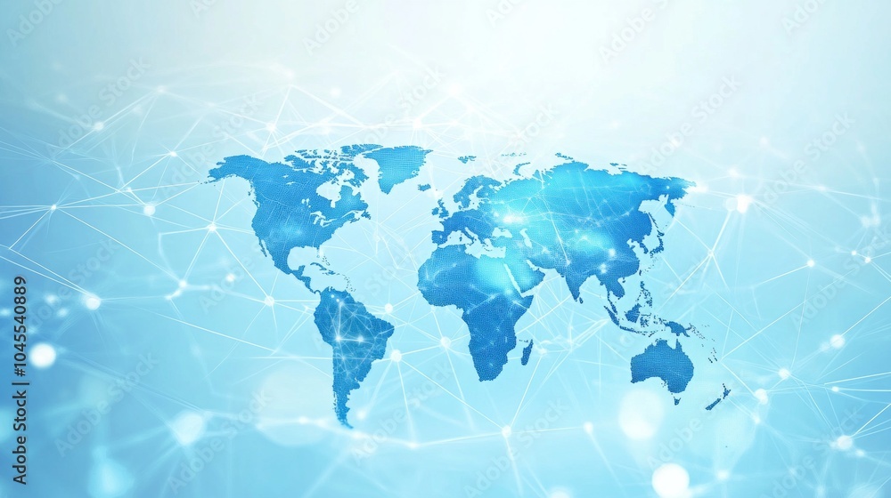 Poster A blue world with a network of lines connecting it