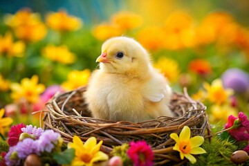 Adorable Yellow Chick in Playful Pose - Cute Bird Product Photography for Spring and Easter Celebrations